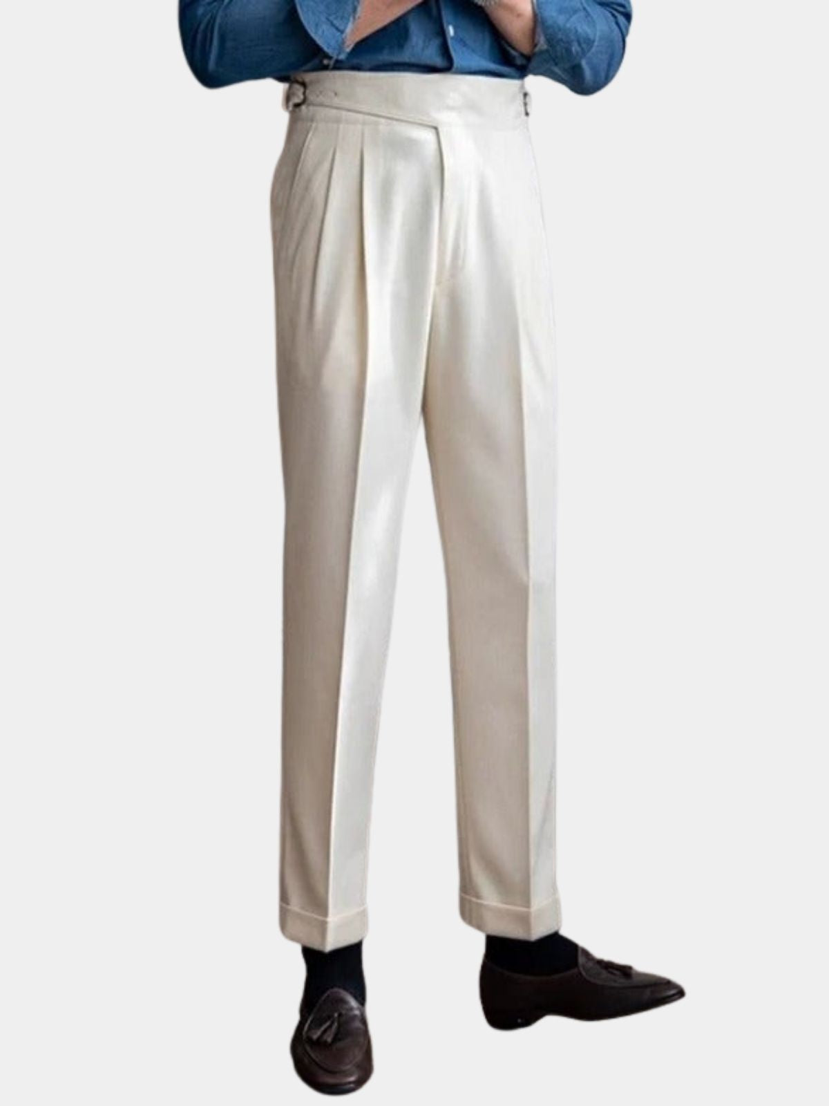 Men's High-Waist Pleated Trousers