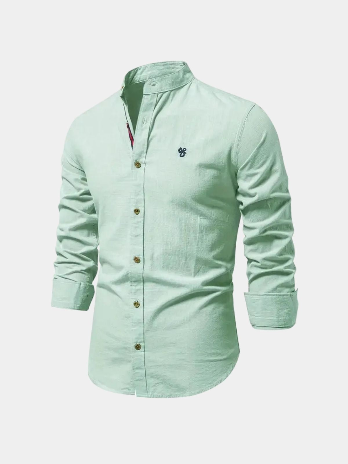 Men's Long Sleeve Mandarin Collar Shirt