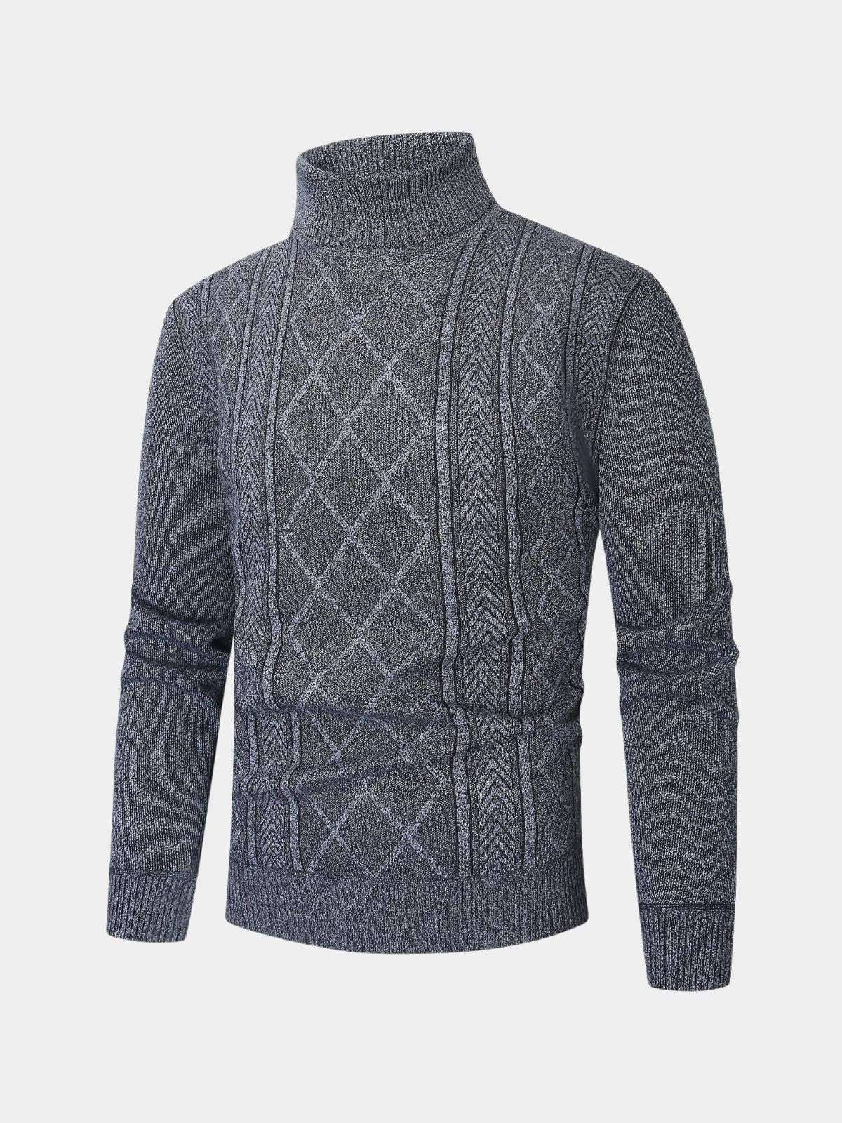 Men's Patterned Roll-Neck Jumper