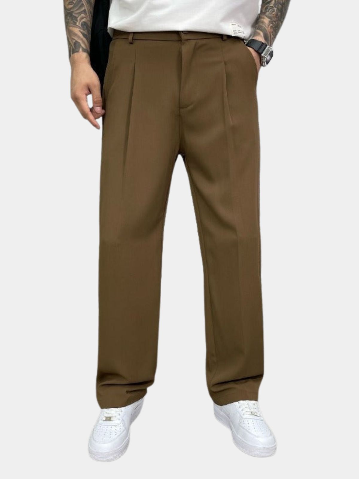 Men's Pleated Straight Leg Trousers