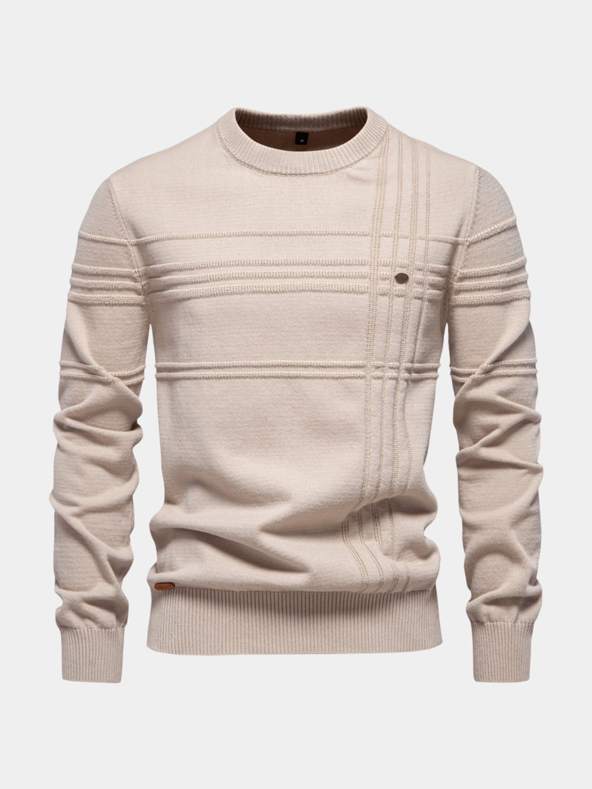 Men's Textured Crew Neck Jumper