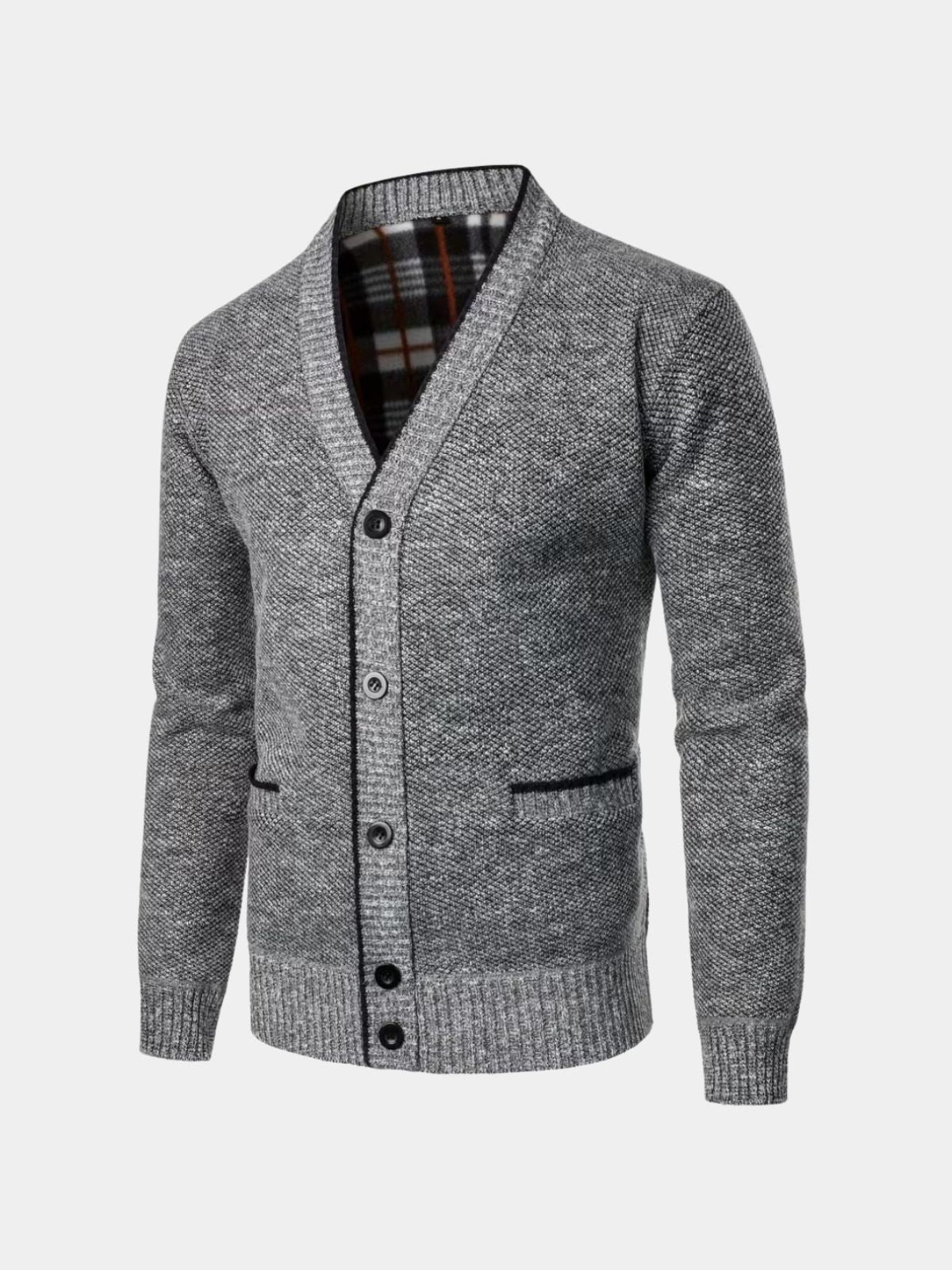Men's Textured V-Neck Cardigan