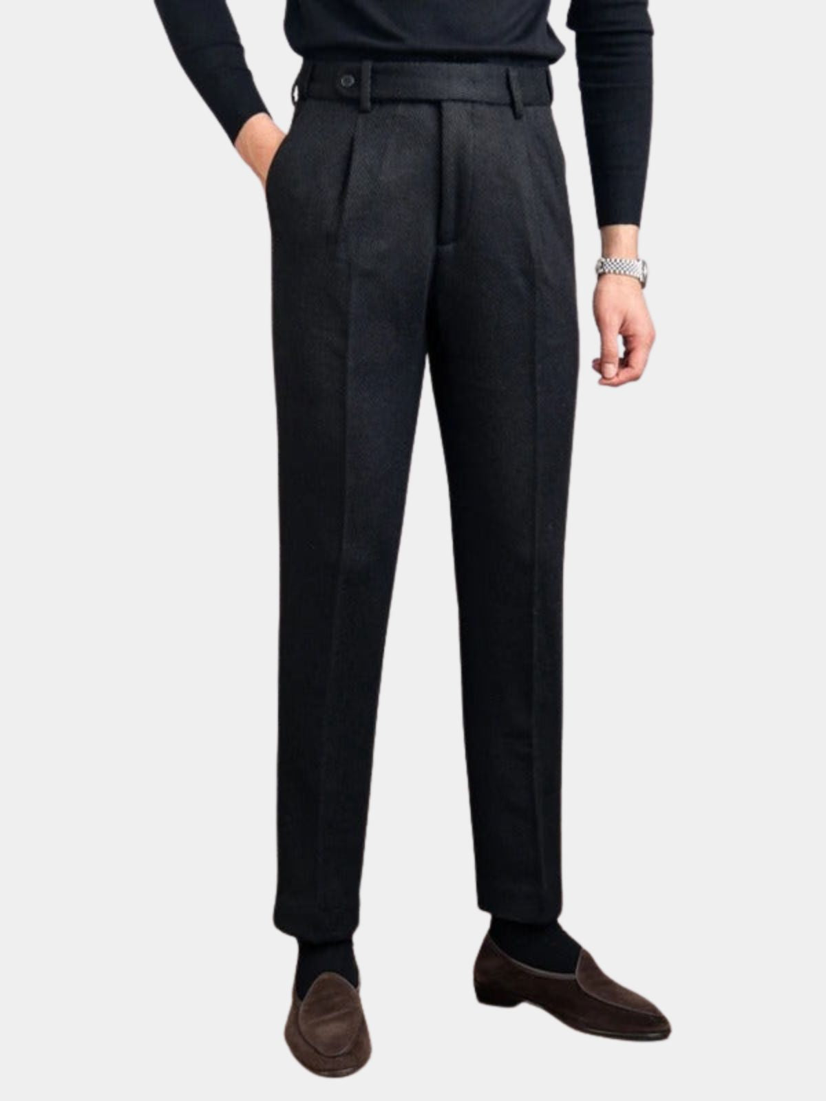 Men's Adjustable Waist Pleated Trousers
