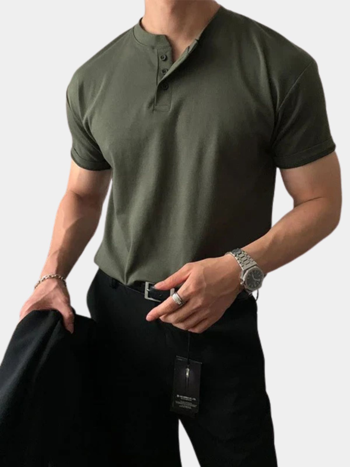 Men's Buttoned Henley T-Shirt