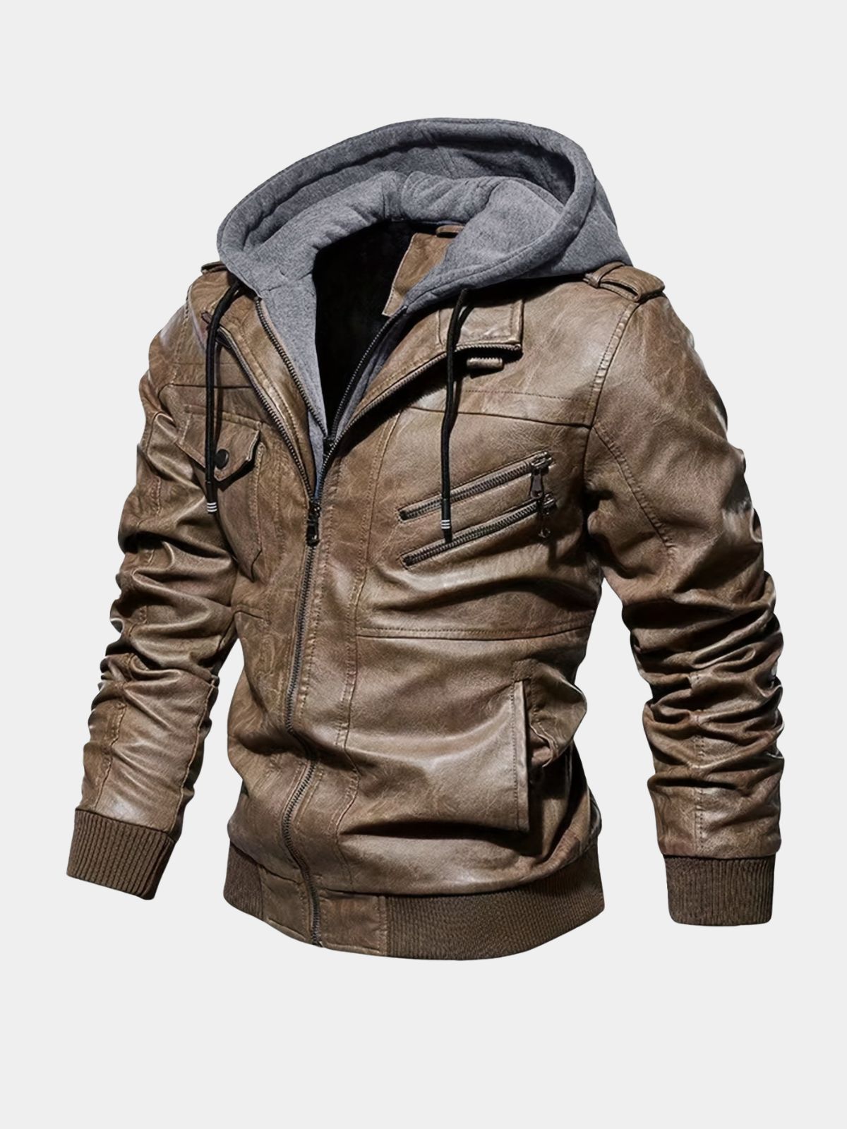 Men's Hooded Biker Jacket