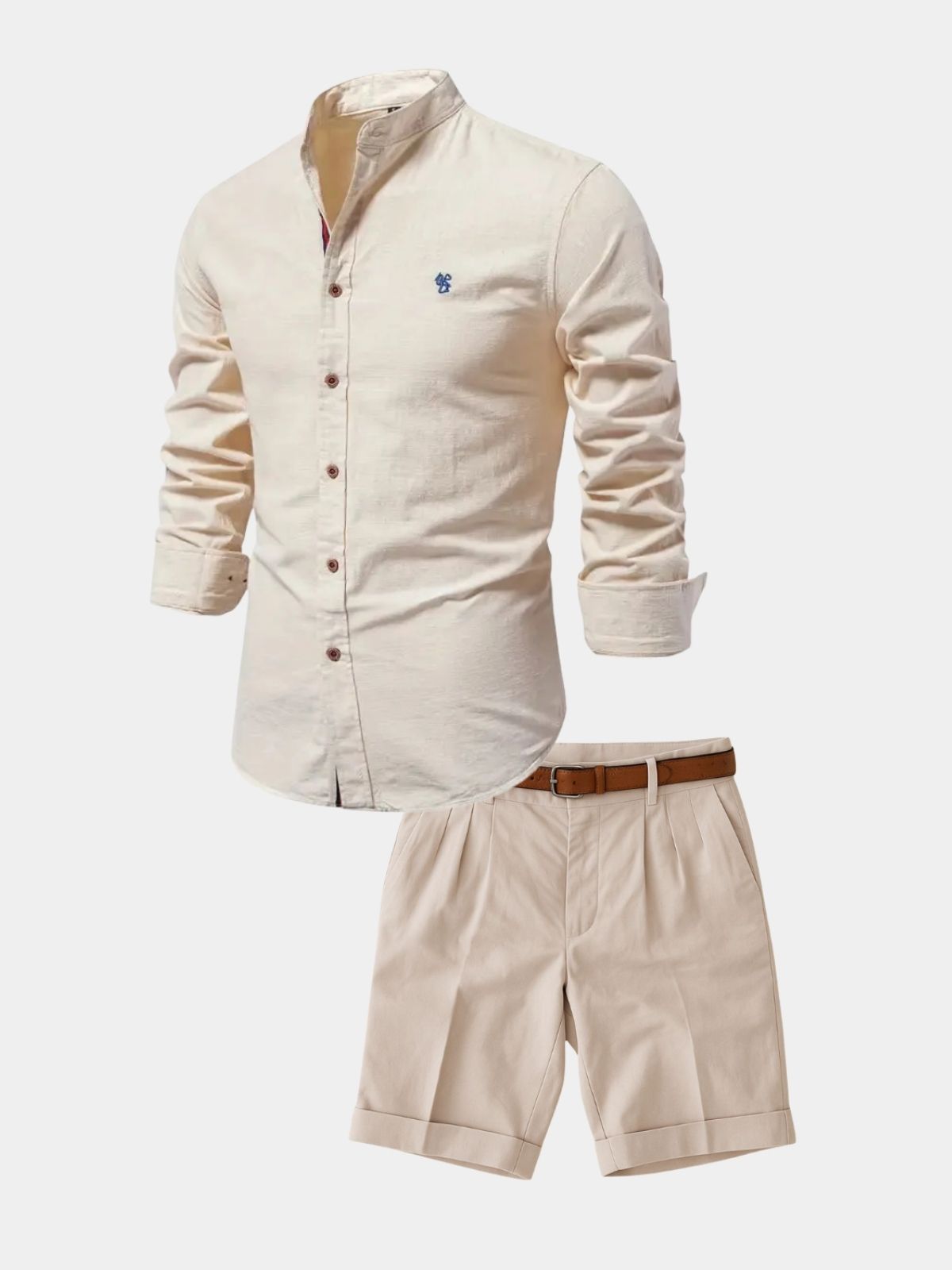 Men's Mandarin Shirt and Shorts Set