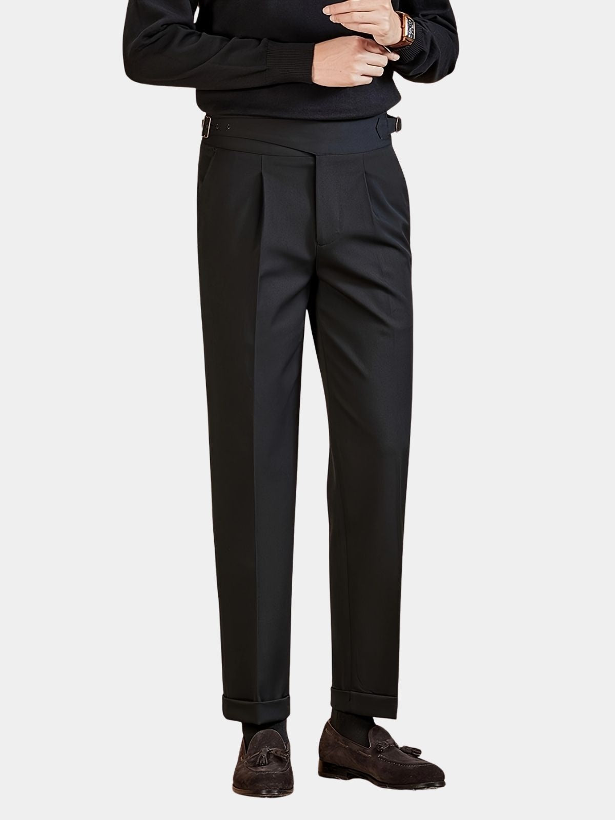 Men's Side Adjuster Pleated Trousers