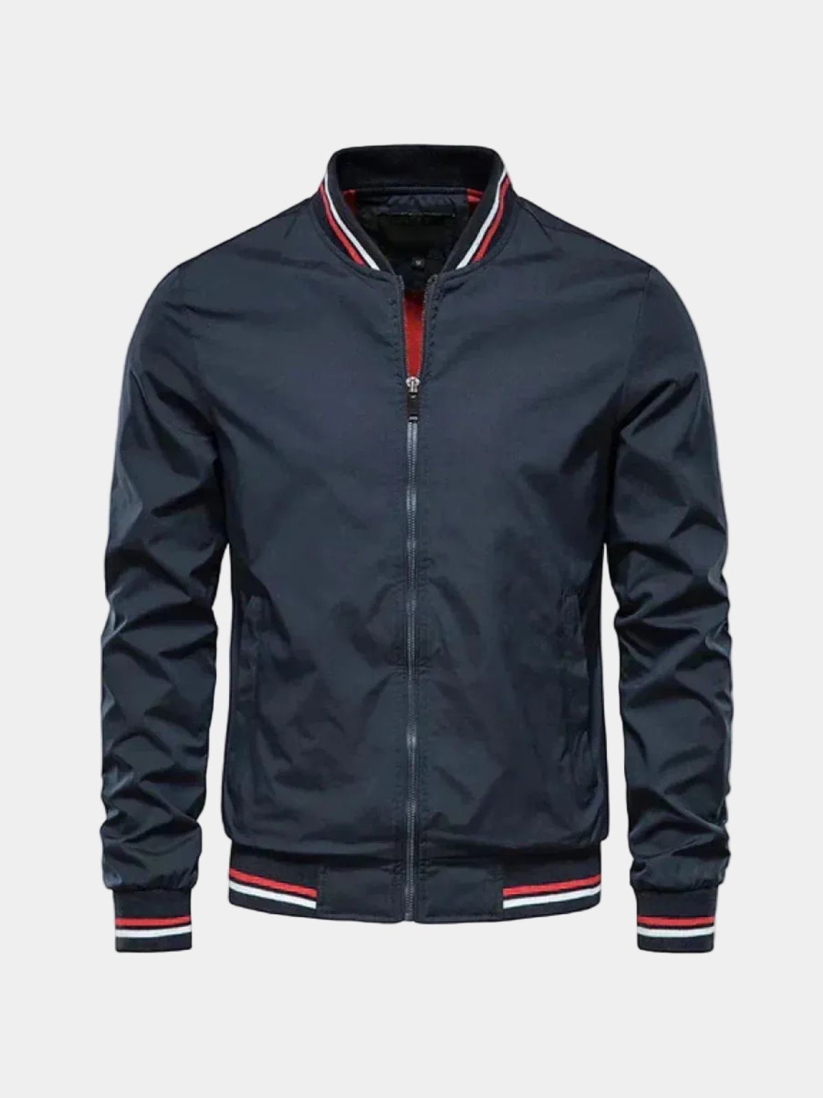 Men's Striped Collar Zip-Up Jacket