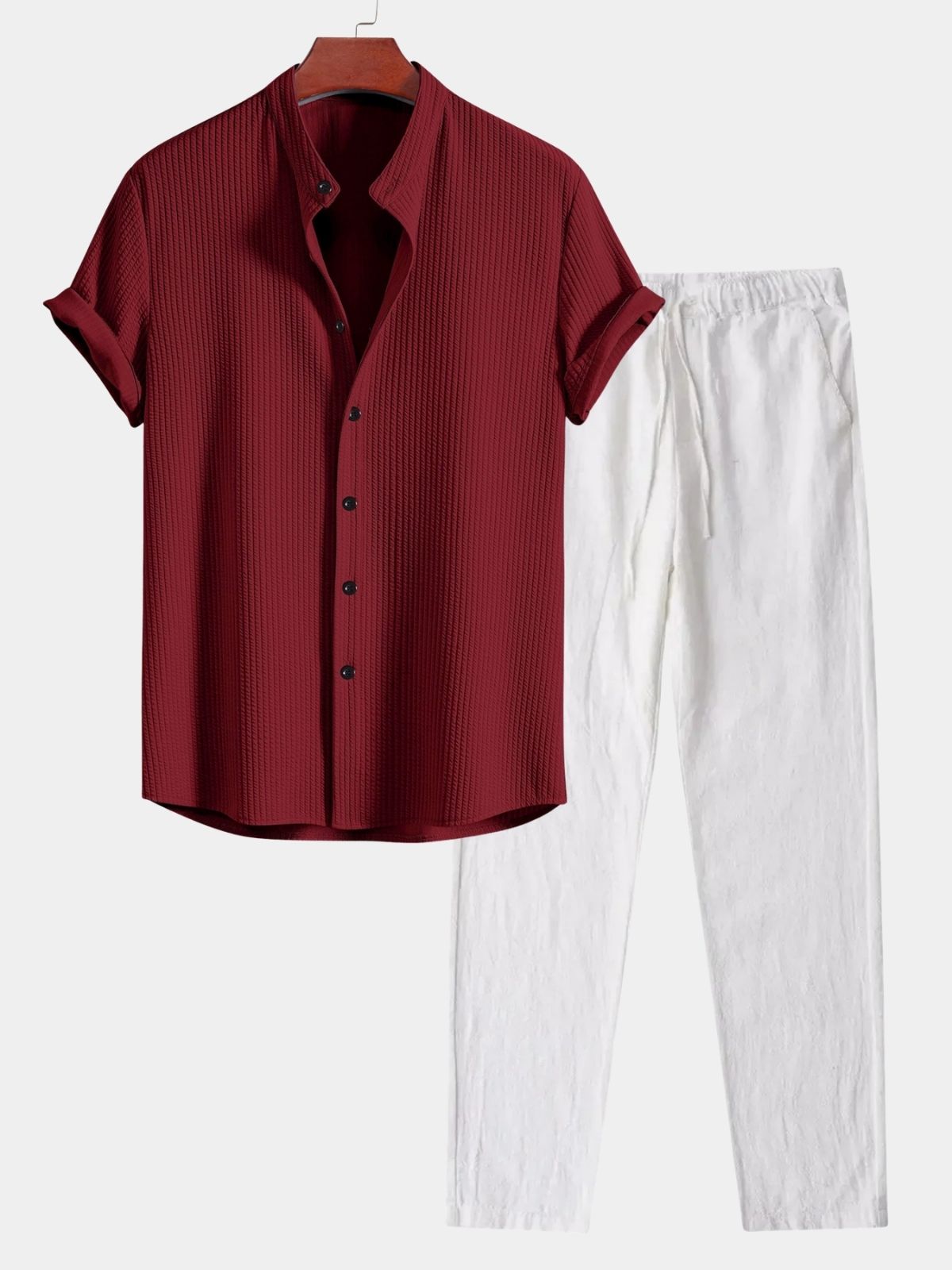 Men's Textured Shirt and Trousers Set