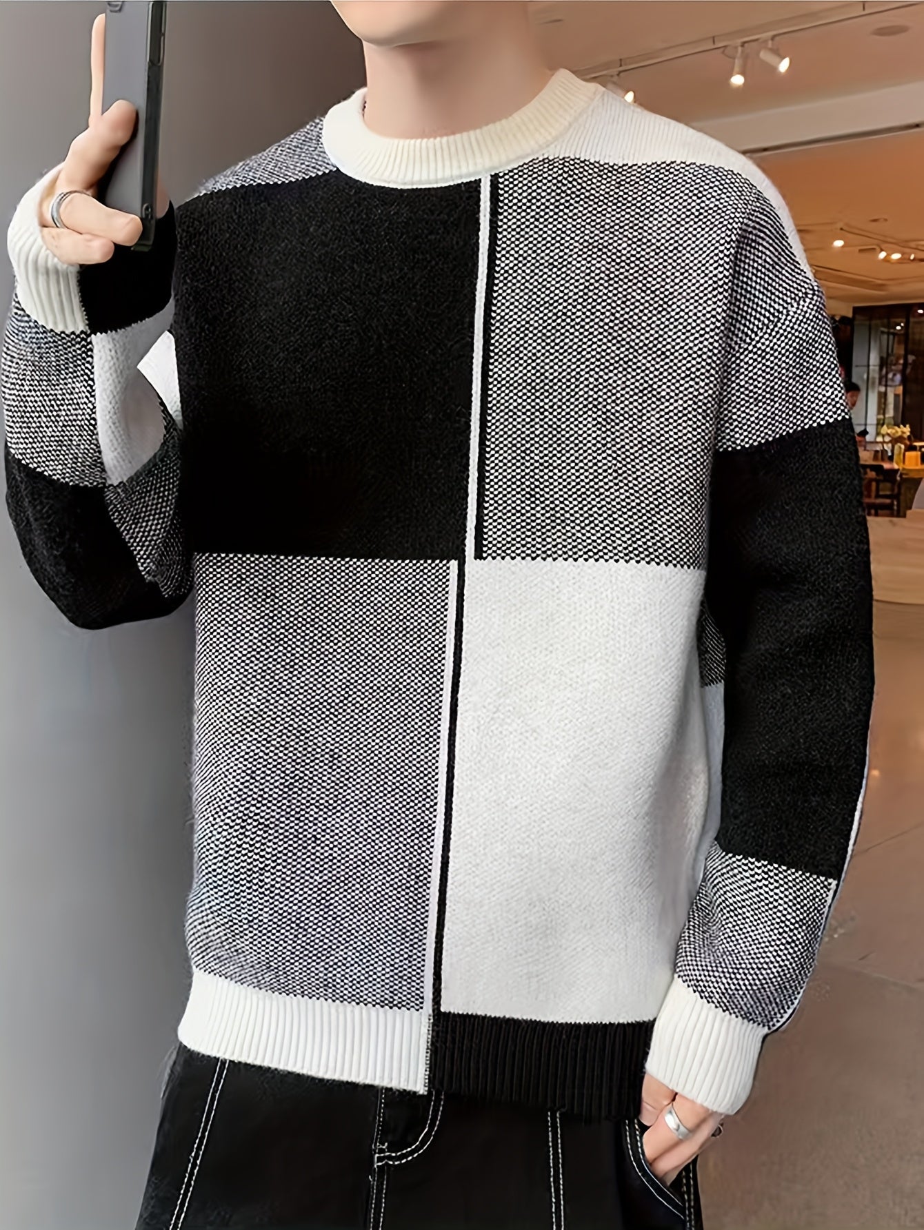 Men’s Crewneck Sweater with Ribbed Trims