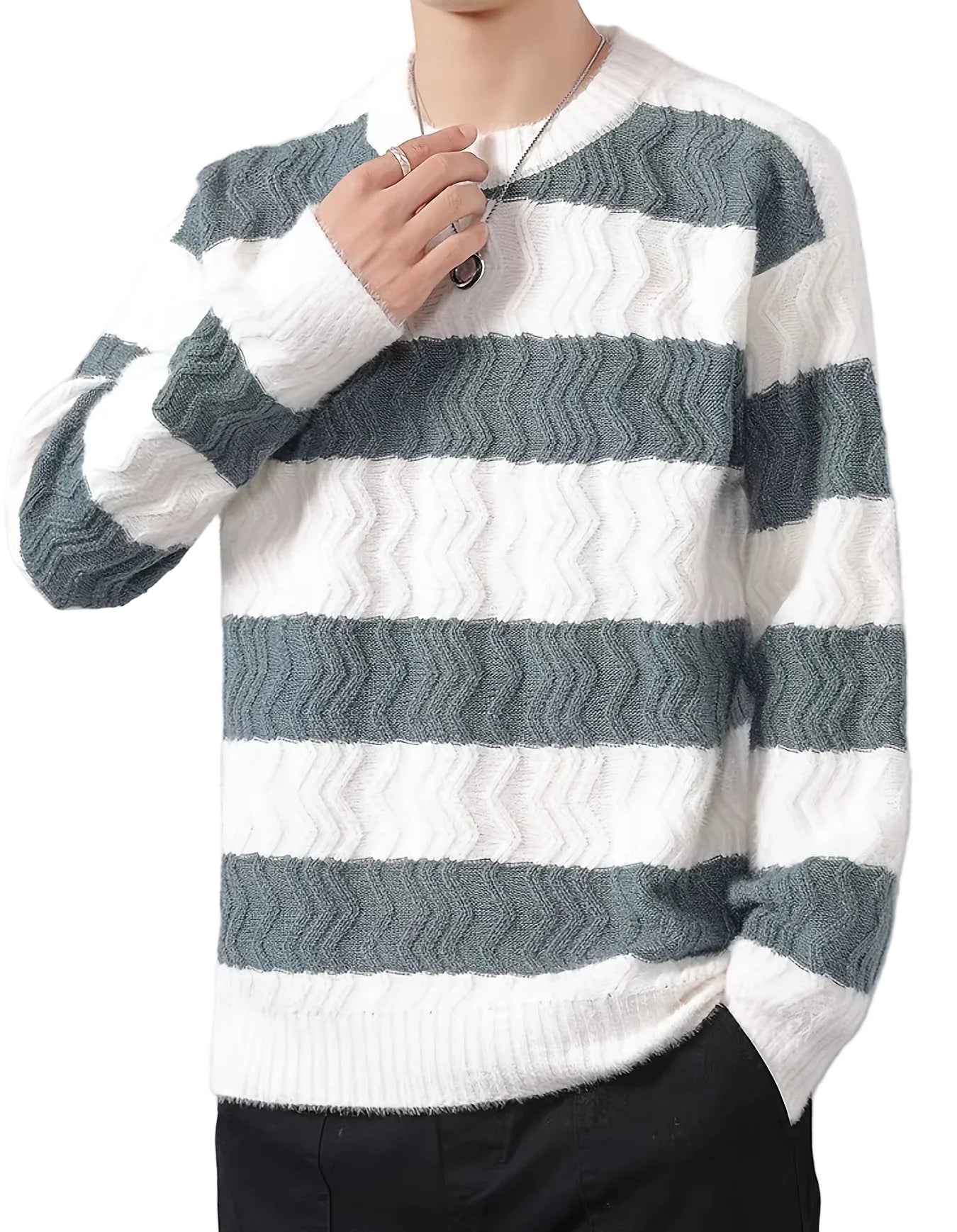 Men’s Crewneck Sweater with Stripes