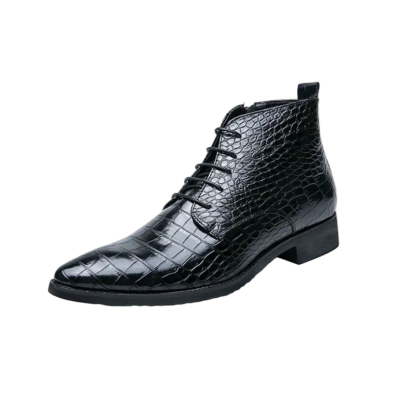 Men’s Embossed Grid Lace-Up Boots