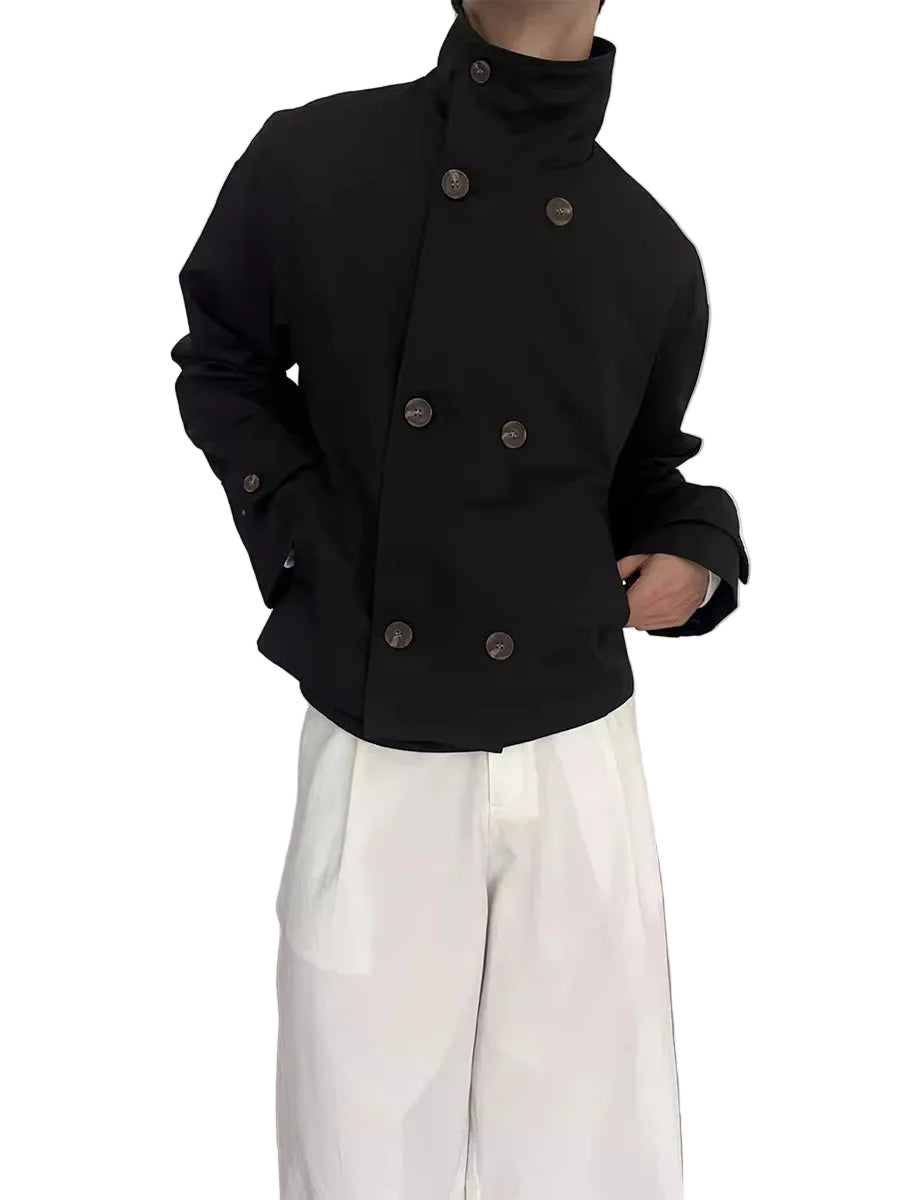 Men’s High-Collar Double-Row Button Coat