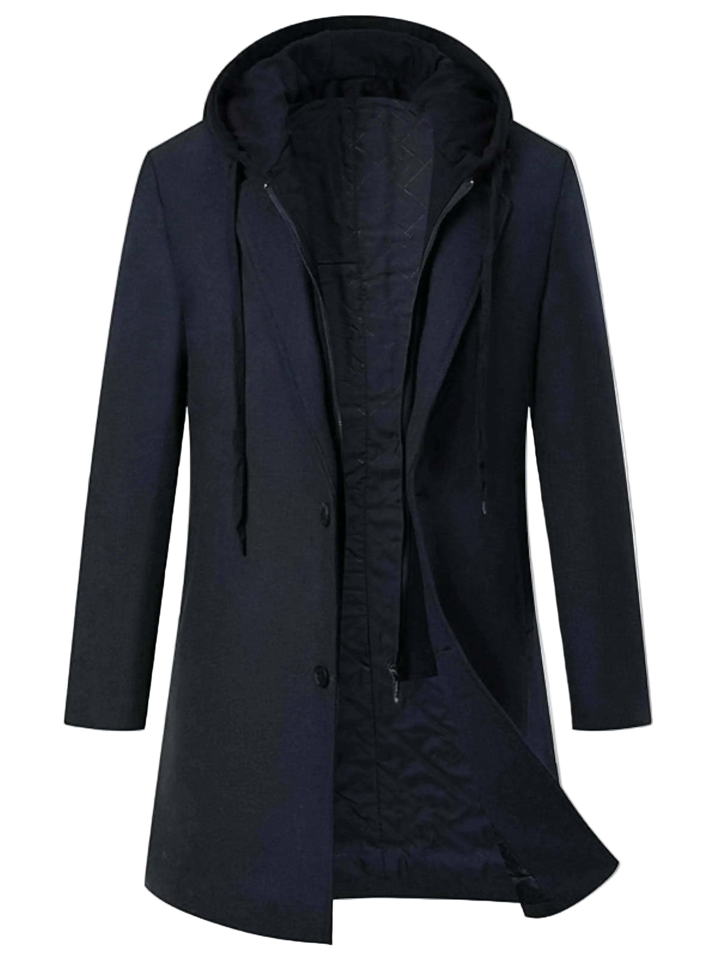 Men’s Inner Zip Front Hooded Coat