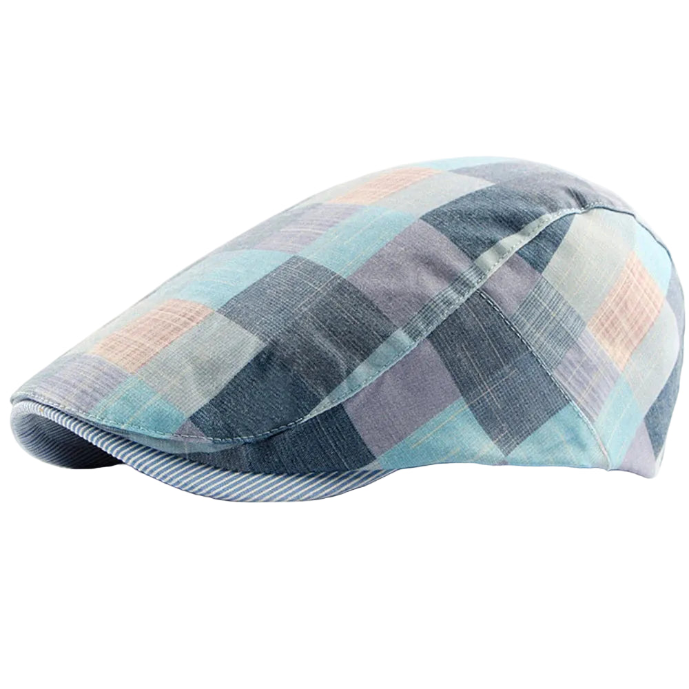 Men’s Patchwork Check Flat Cap