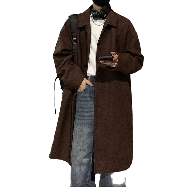 Men’s Point Collar Long Coat