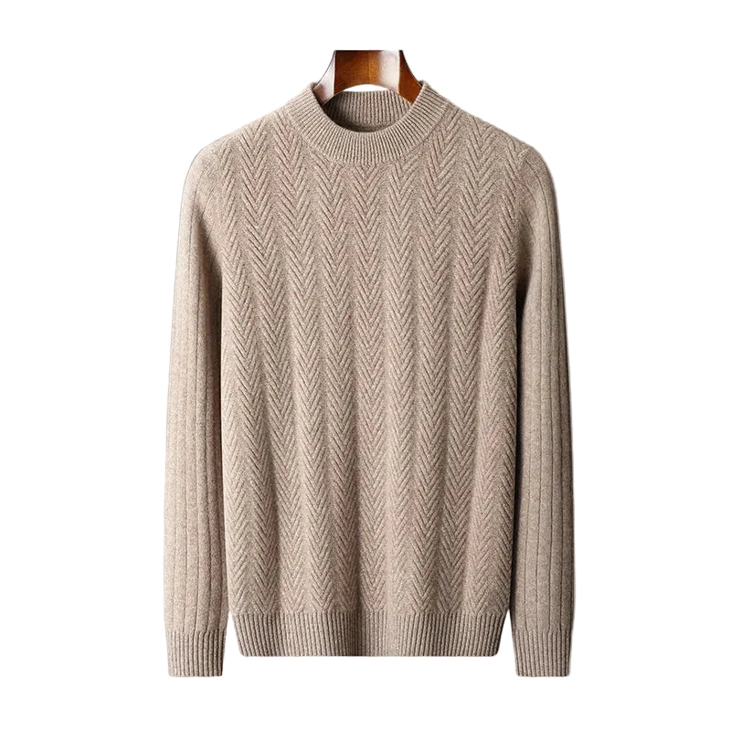 Men’s Round Neck Chevron-Pattern Sweater