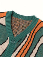 Men’s V-Neck Cardigan with Abstract Pattern