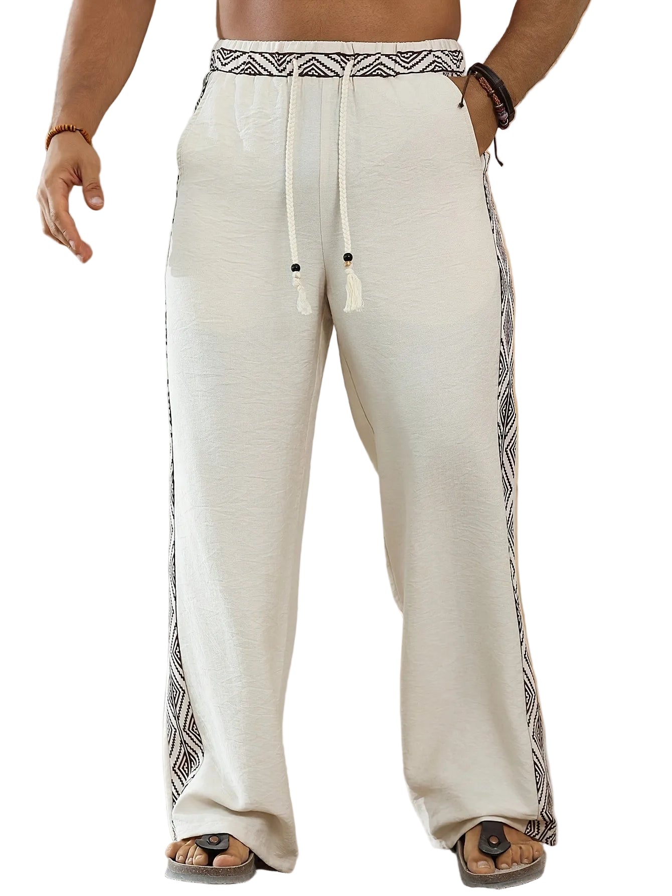 Men’s Wide-Leg Pants with Geometric Pattern