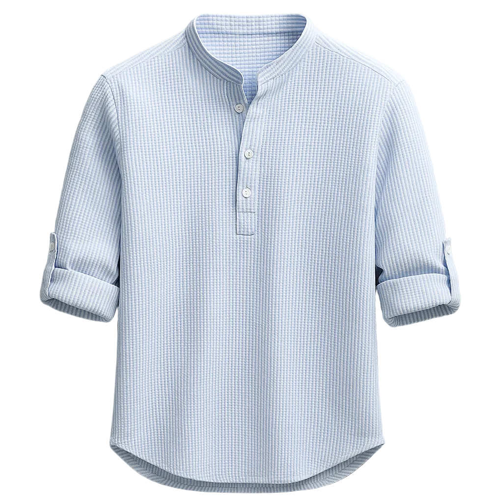 Men's Band Collar Tab Sleeve Shirt