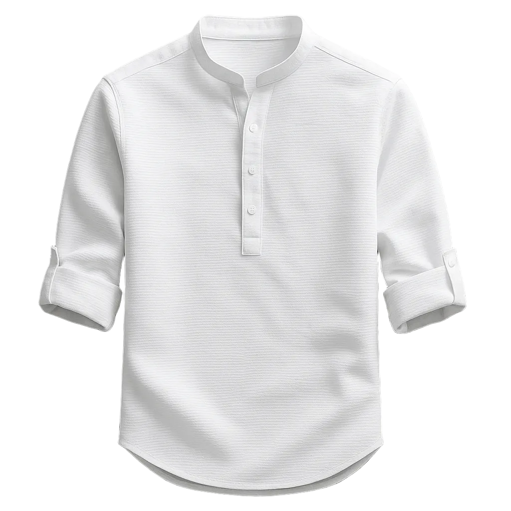 Men's Band Collar Tab Sleeve Shirt