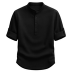 Men's Band Collar Tab Sleeve Shirt