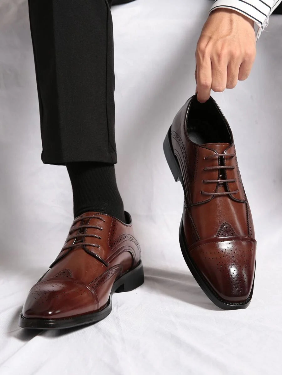Men's Brogue Cap Toe Derby Shoes