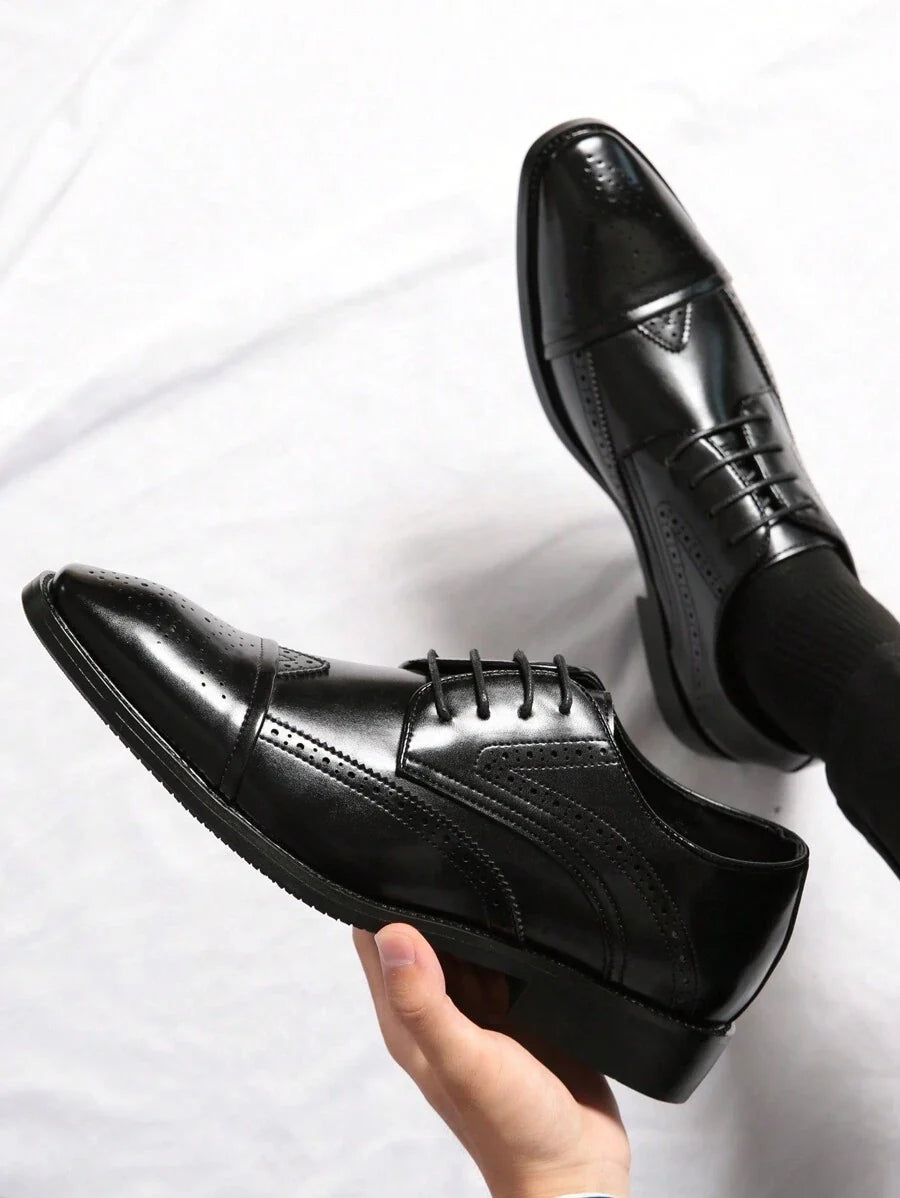 Men's Brogue Cap Toe Derby Shoes