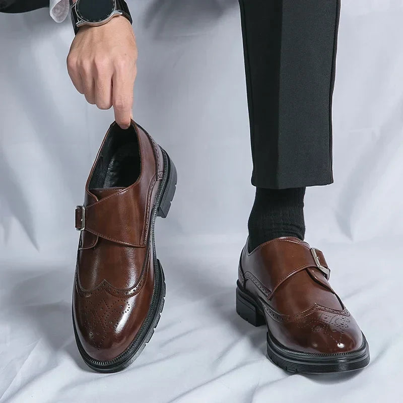Men's Brogue Monk Strap Shoes
