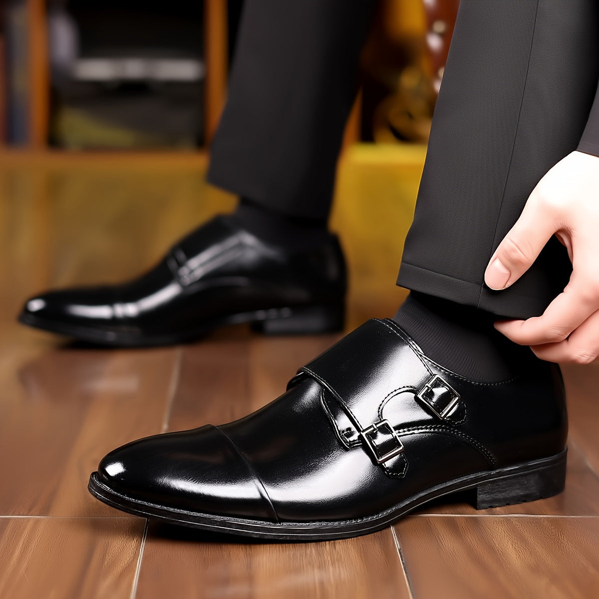 Men's Buckle Strap Dress Shoes