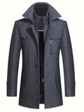Men's Button Front Long Coat
