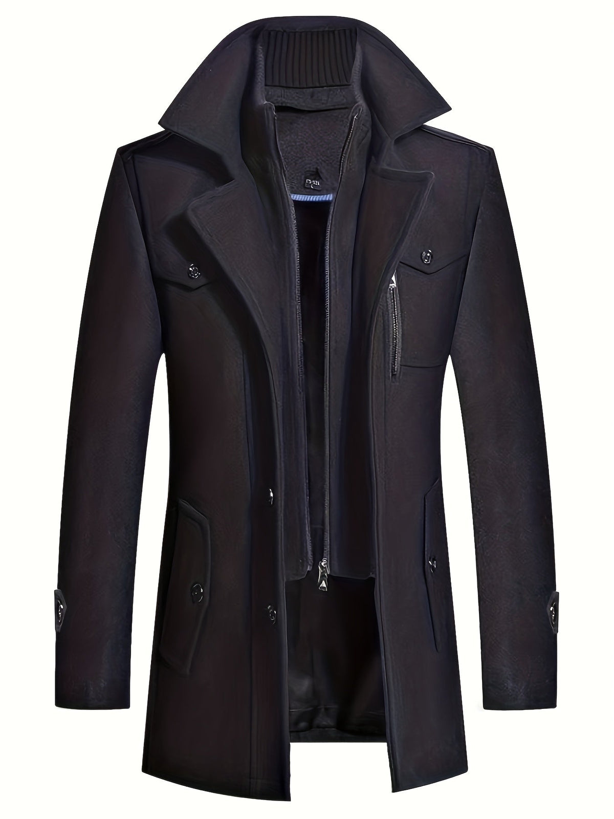 Men's Button Front Long Coat