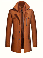 Men's Button Front Long Coat