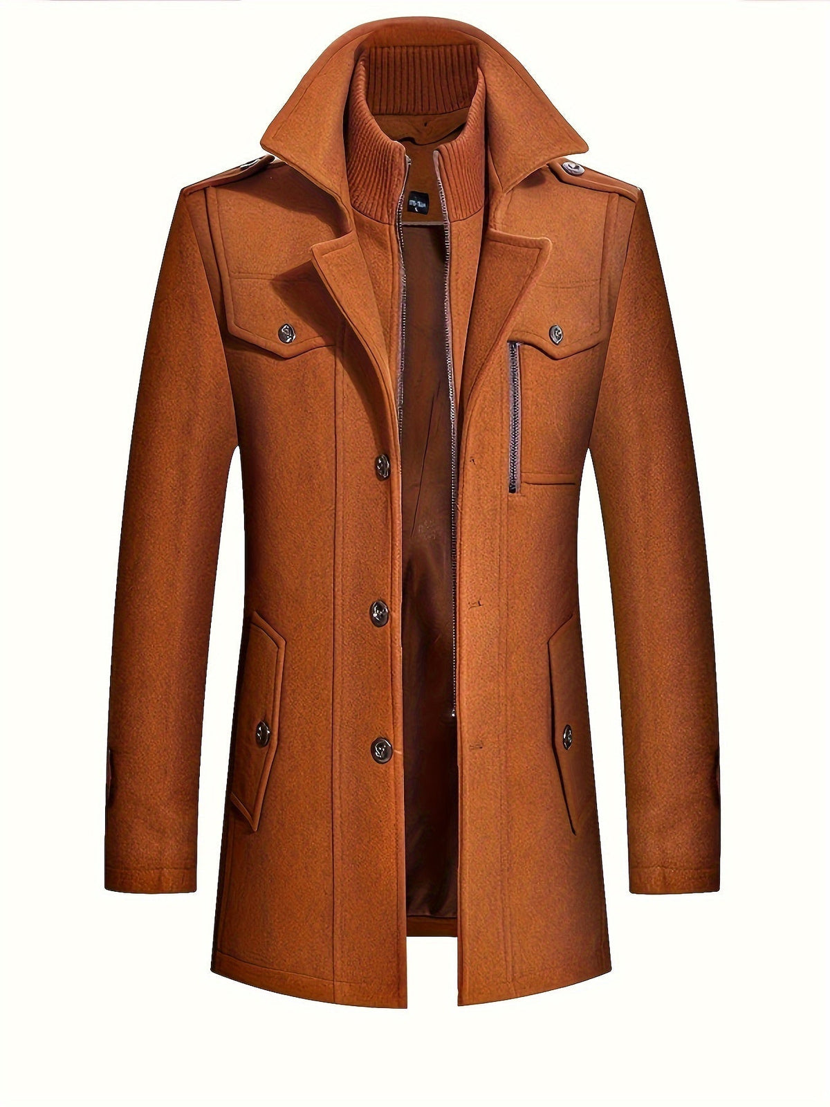 Men's Button Front Long Coat