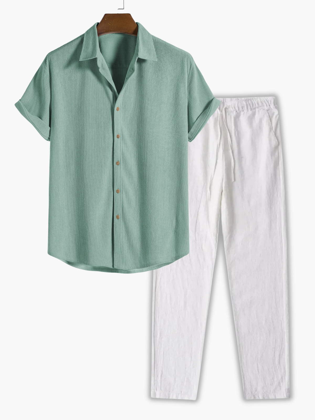 Men's Button-Up Shirt and Trousers Set