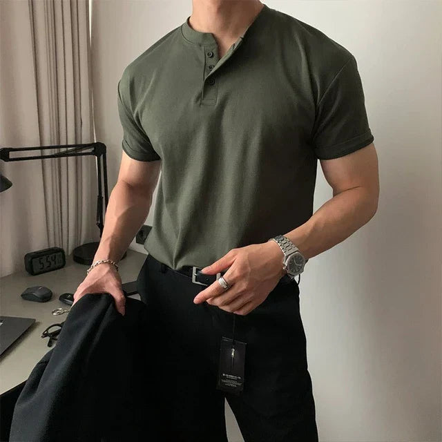 Men's Buttoned Henley T-Shirt