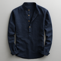 Men's Buttoned Mandarin Collar Shirt
