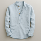 Men's Buttoned Mandarin Collar Shirt