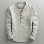 Men's Buttoned Mandarin Collar Shirt