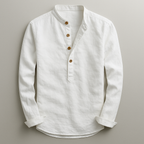 Men's Buttoned Mandarin Collar Shirt