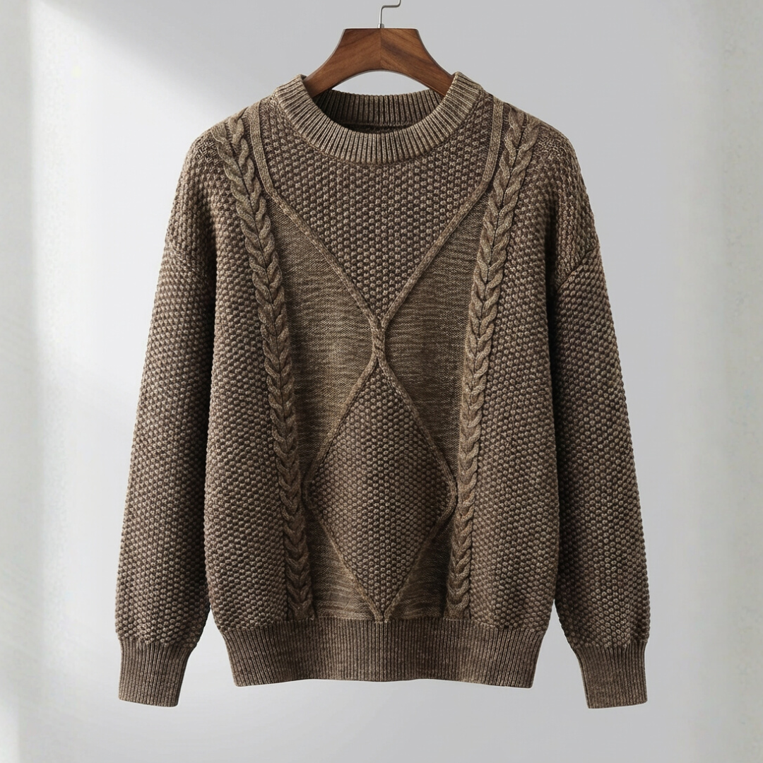 Men's Cable Knit Crew Neck Jumper