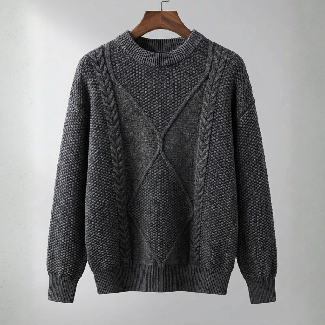 Men's Cable Knit Crew Neck Jumper