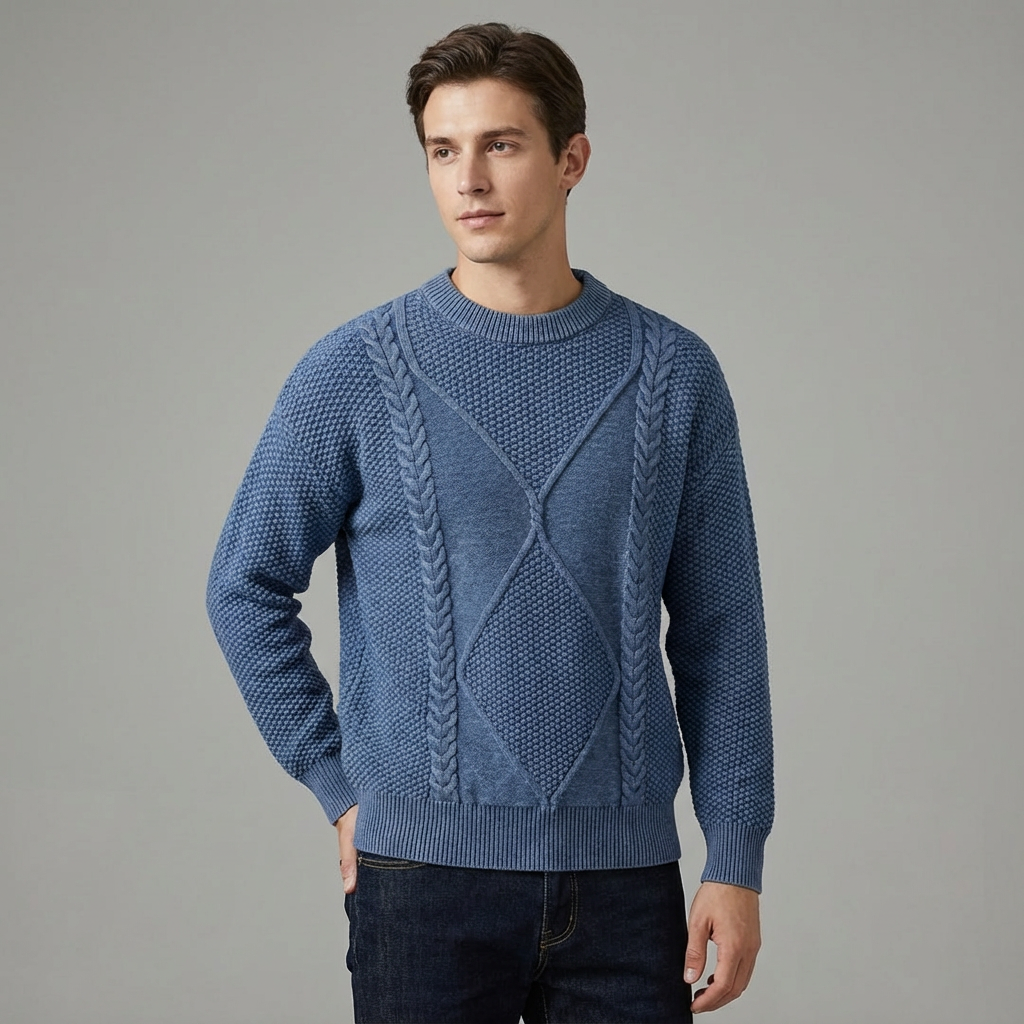 Men's Cable Knit Crew Neck Jumper
