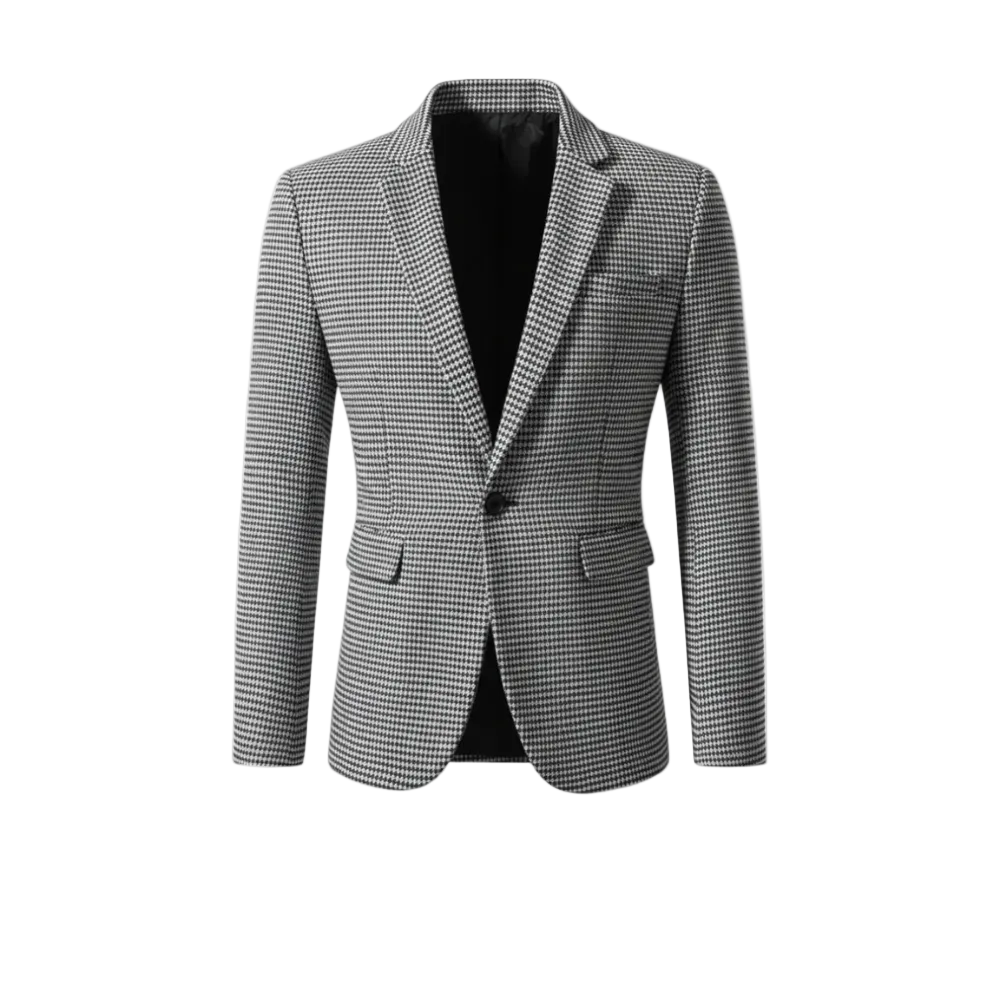 Men's Check Button Blazer