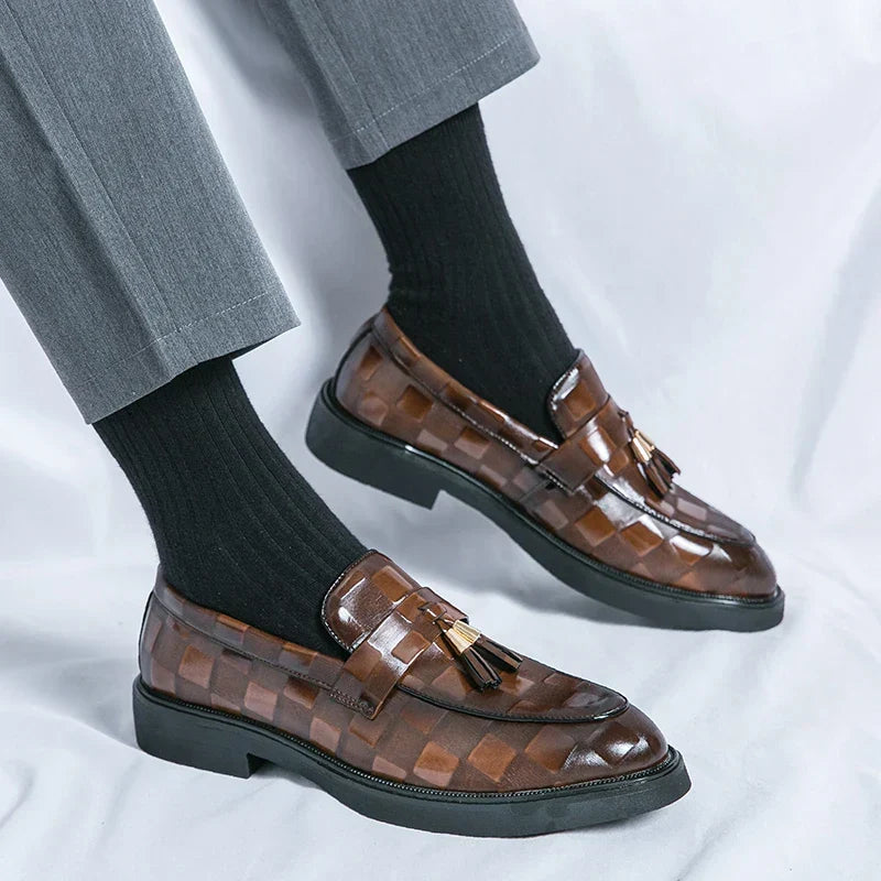 Men's Check Tassel Loafers