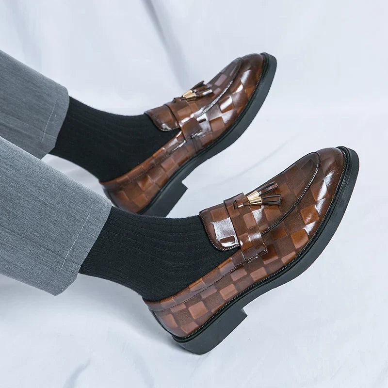 Men's Check Tassel Loafers