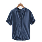 Men's Collarless Short Sleeve Shirt