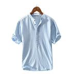 Men's Collarless Short Sleeve Shirt