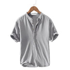 Men's Collarless Short Sleeve Shirt