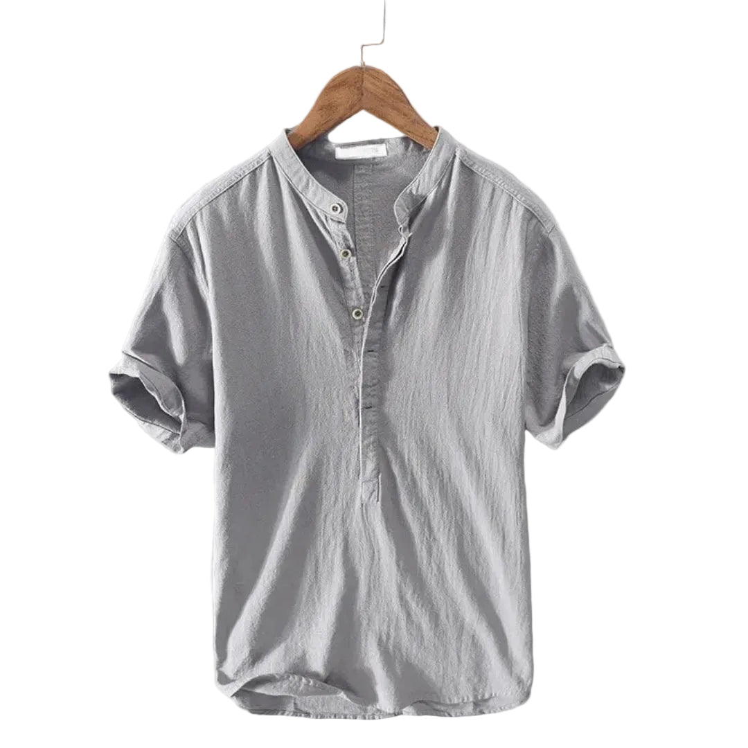 Men's Collarless Short Sleeve Shirt